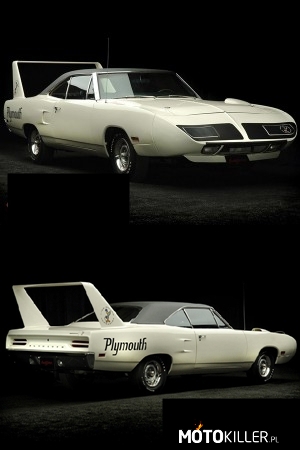 Plymouth Road Runner Superbird 1969-1970 (KONKURS) – Zarówno jak inne koncerny samochodowe Ameryki Północnej, koncern Chryslera był wyjątkowo skuteczny w wykorzystywaniu badań prowadzonych w jego pracowniach inżynieryjnych oraz w łączeniu modeli różnych marek.

Pod koniec lat 60. Modele Plymouth Road Runner miały takie samo nadwozie, jak Dodge Charger.

W latach 50. i 60. Chrysler miał silnik V8 „Hemi” mający wysokie osiągi, którego skutecznie używano w wyścigach NASCAR. W roku 1969 Chrysler bardzo uważnie przestudiował przepisy i doszedł do wniosku, że dodanie do mocy silnika „Hemi” aerodynamiki stworzy znakomitą kombinację i należycie wprowadzi do sprzedaży model Dodge Charger Daytona.

Ponieważ sprzedawcy Plymoutha twierdzili, że Dodge cieszy się dużą popularnością, w roku 1970 Chrysler ponownie wypuścił ten samochód, bez wprowadzania zmian, tym razem nazywając go Plymouth Road Runner Superbird. „Jak spostrzegł jeden żartowniś, była to ‘ta sama kiełbasa, ale inaczej usmażona’”.
Tak samo jak Dodge Charger Daytona, model Superbird ukrywał pod oszałamiającą zewnętrzną powłoką zupełnie zwyczajna podwozie. Zazwyczaj samochody w standardowej wersji były oferowane z silnikiem Chrysler V8 o pojemności 7,2 litra, z automatyczną skrzynią biegów i hamulcami bębnowymi na wszystkich kołach.

Klient mógł sobie na życzenie zamówić samochód z droższym silnikiem Hemi o pojemności 7 litrów, z mocą 425 KM, wyposażony w czterobiegową skrzynię biegów i tarczowe hamulce na przednich kołach.

Samochód nawet z automatyczną skrzynia biegów był wyjątkowo szybki.

Ze względu na to, że planowano odnieść zwycięstwo w wyścigach NASCAR, gdzie prędkość maksymalna jest bardzo istotna, model Superbird otrzymał niezwykły kształt, prawie identyczny z tym, jaki w poprzednich latach miał Dodge Charger Daytona. Samochód miał bardzo długi przód, a na tyle zamontowany wysoki spoiler na wysięgnikach.
Związku z tym Superbird był dłuższy od zwykłego Road Runnera o 42 cm, co sprawiało trudności przy parkowaniu i łatwo było o stłuczkę. Mimo to, Chrysler pozostał obojętny na ten fakt, ponieważ auto było wyprodukowane z przeznaczeniem na zwycięzcę wyścigów.

Wersja wyścigowa z silnikiem Hemi rozwijały prędkość ponad 350 km/h co sprawiało, że Superbird był szybszy od rywali. Model Daytona 500, zwycięski samochód z 1970 roku, osiągał przeciętnie 240 km/h i w ciągu roku te samochody wygrały 21 z 38 zawodów międzynarodowych.
Superbird odniósł tak niezwykłe sukcesy, że organizatorzy postanowili zmienić przepisy, aby móc go zablokować. Z tego też powodu samochód ten był zwycięzcą jednego sezonu. Aby sprostać wymaganiom postawionym przez NASCAR, zbudowano 1920 egzemplarzy tego modelu. Dla porównania Dodge Charger Daytona został wyprodukowany w ilości 505 sztuk w latach 1968-1969.
Głównym rywalem samochodu był Ford Torino Talladega.
Charakterystyczną cechą, jaką wyróżnia się ten samochód jest rysunek „Strusia Pędziwiatra” na spoilerze tego wozu. Obecnie cena tego samochodu wynosić może 80 000 – 300 000 $. 