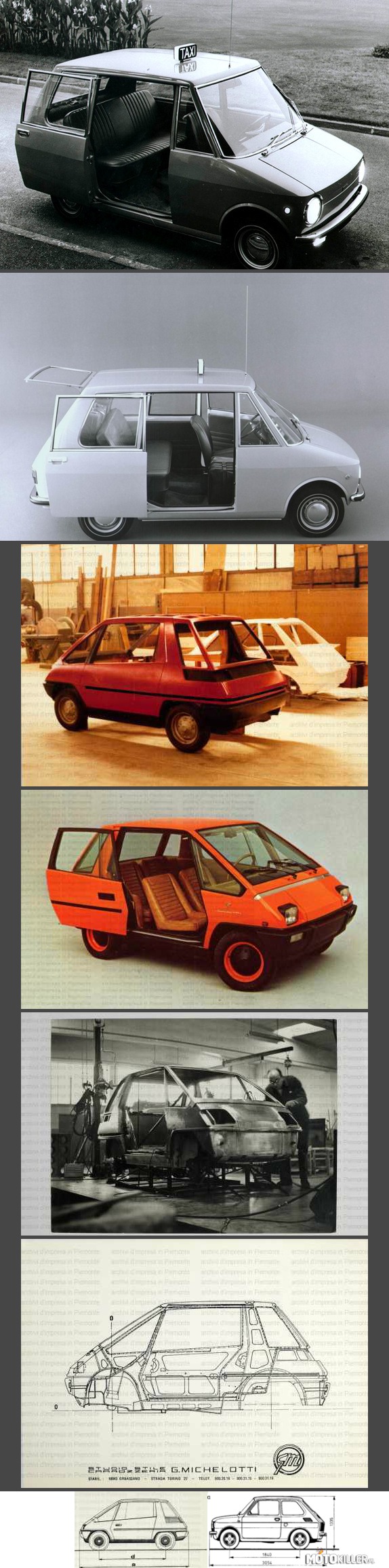 Fiat city taxi czyli prototyp 126 – fiat 126 geneza 
W sumie były 2 prototypy 

2 pierwsze zdjęcia przedstawiają pierwszy prototyp który miał być małą miejską taksówką do szybkiego przemieszczania się. Pomysł jednak się nie przeszedł. 2 prototyp już jako 126 (tak, oficjalny prototyp malana) był już mniejszy, 2 miejscowy, jednak pomysł na taki samochód też nie przyjął (przez modę na skutery która panowała wtedy we Włoszech). Po tym jak Fiat zamówił serią samochodów  u Giugiaro która przewidywała mały 4 miejscowy samochód, Włoski projektant wyrysował 126 tak by wyglądem nawiązywała do 500 (126 miał zastąpić ten model stąd podobieństwo) jak i do city taxi, tak więc 126 to kawadratowa 500&apos;tka 