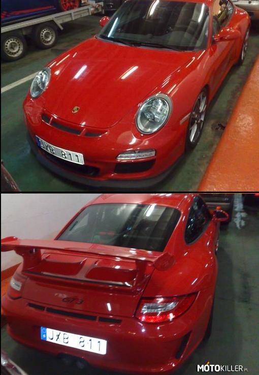 Porsche 911 GT3 – Porsche GT3 napotkane w pracy. Razem z nim na tor w Poznaniu ze Szwecji płynęły jeszcze inne rarytasy, jeśli chcecie mogę dodać więcej zdjęć 