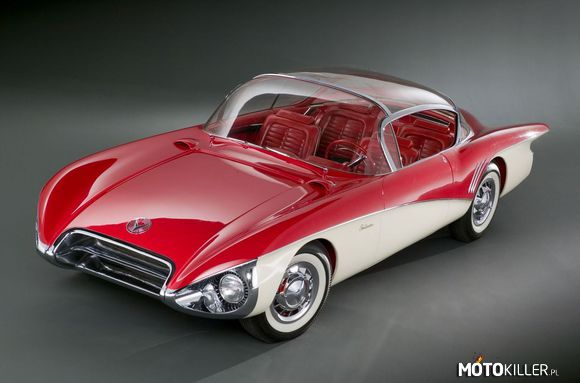 Buick Centurion 1956 – 350 KM w 5,7 Litrowym V8

Niestety nigdy nie było wiadomo jak ten samochód szybko pojedzie, ponieważ nigdy nie miał zamontowanego baku paliwa.

Koncepcyjny BUICK CENTURION z roku 56 od General Motors, to tylko pojazd którym możemy się poruszać w naszej wyobraźni

Cała konstrukcja samochodu opierała się na samolotach odrzutowych: radio było pokrętłem jak z F15, tył samochodu przypominał silnik odrzutowy. 