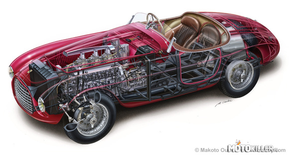 Ferrari 166MM – Napędzane dwulitrowtm silnikiem V12 rozwijającym 140 koni mocy, w połączeniu z lekkim, aluminiowym nadwoziem na stalowej ramie pozwalał na wyciągniecie ok. 170 km/h - w 1949 to było całkiem sporo - wystarczyło, żeby wygrać Mille Miglia 