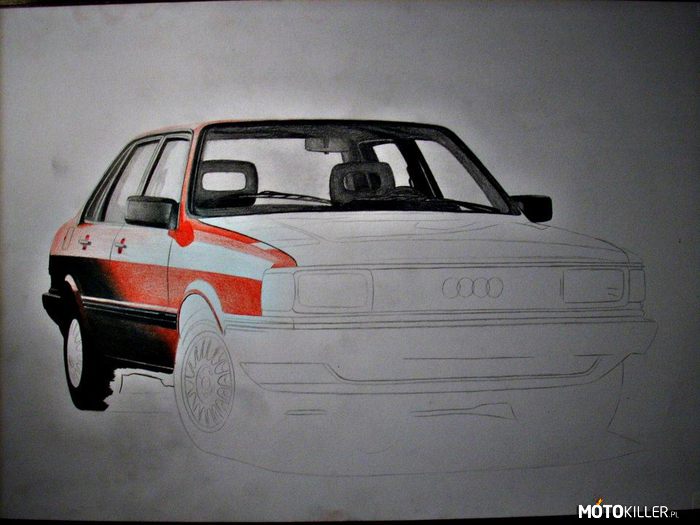 Audi 80 B2 Quattro - W.I.P – Z cyklu Work In Progress... Mój rysunek Audi, o który prosił (a wręcz tylko zagadnął) mój dobry znajomy. I choć mam sporo pomysłów na rysunki, to nie mogłem odmówić. Za dobre serducho :) . 

Życzcie mi powodzenia, aby do końca było tak jak teraz - bo podoba mi się, bardzo ;) 