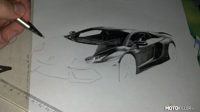 In Progress – Bardzo zaległy rysunek Aventadora specjalnie na MK, długo, ale jednak powstaje (powoli) 