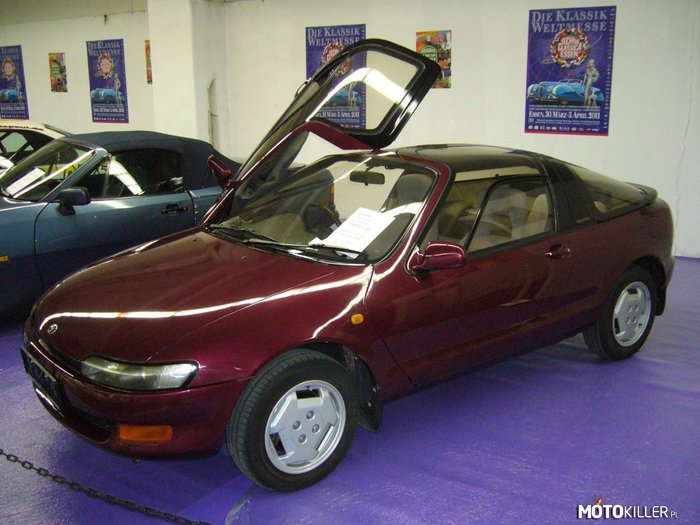 Toyota Sera – Do napędu modelu Sera służył silnik 1,5 o mocy 110 KM. Coupé miało układ siedzeń 2+2. Do środka wsiadało się przed tzw. butterfly doors, czyli drzwi unoszone do góry i do przodu. W dodatku były one mocno przeszklone, aż po sam środek dachu. Auto w latach 1990-1996 powstało w liczbie mniejszej niż 16 000 egzemplarzy.
Myślę, że jeszcze nie było na MK :) 