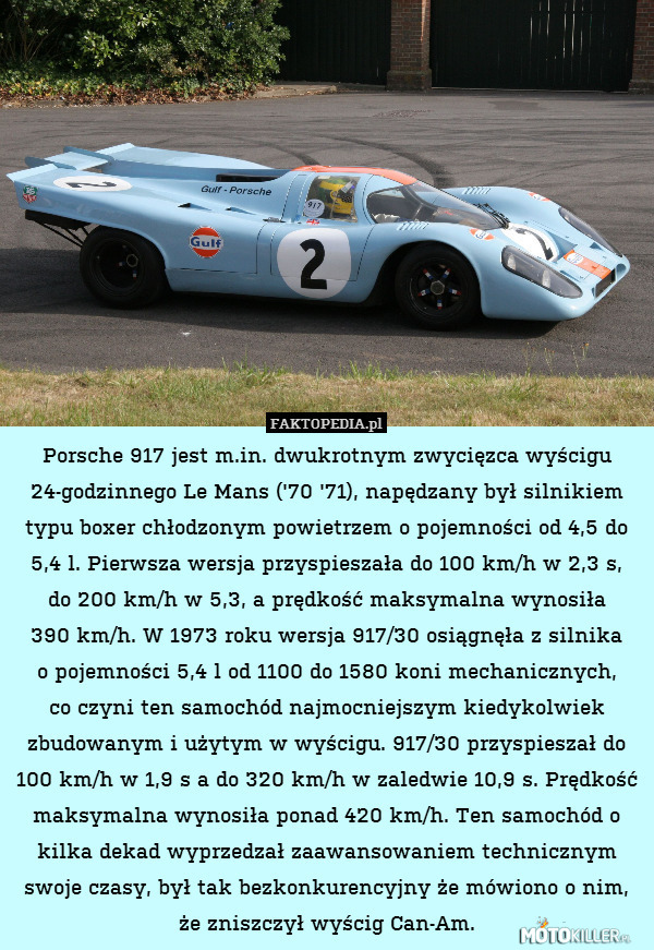 Porsche 917 – Porsche już w latach 70&apos; pokazało co to znaczy prędkość i moc. 