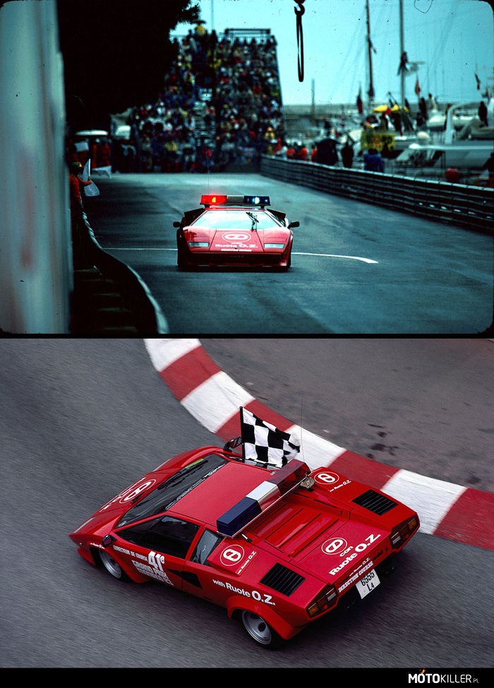 Lamborghini Countach w nietypowym wcieleniu – jako... samochód bezpieczeństwa w F1.
Grand Prix Monaco, 1983 