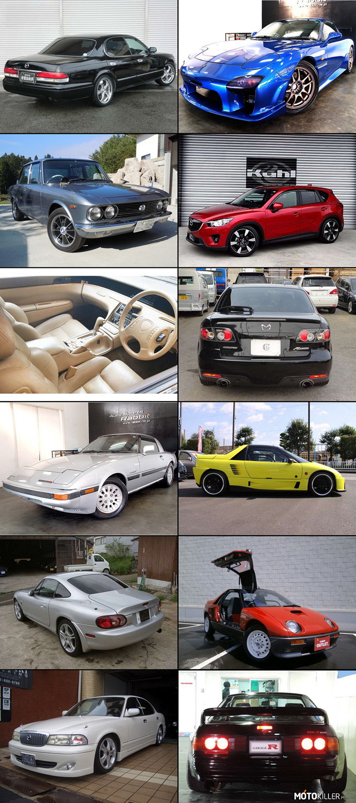 Japońskie serwisy z ogłoszeniami - Mazda – To tylko wybrane fotki. Między innymi: Eunos Cosmo, MX-5 Coupe, Familia 1500, Efini RX-7, AZ-1 itd. 
Dlatego właśnie lubię przeglądać takie serwisy, zawsze trafiają się ciekawe i unikalne perełki. W dzisiejszej wrzucie, samochody Mazdy. 