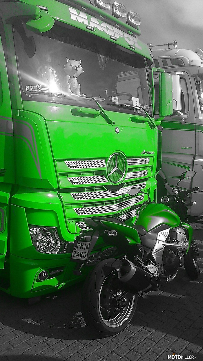 Zestaw idealny. – Ostatni zlot pojazdów ciężarowych w Deszcznie. Przedstawiony Actros należy do firmy Magpol, która zajęła 1 miejsce w konkursie &quot;piękności&quot;. 