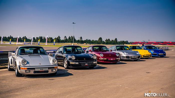 911 – Zdjęcie z Parady Porsche zorganizowanej w ubiegły weekend,  obejmującej trasę z Warszawy do Sopotu. Od lewej generacje: 930, 964, 993, 996, 997 i 991. 