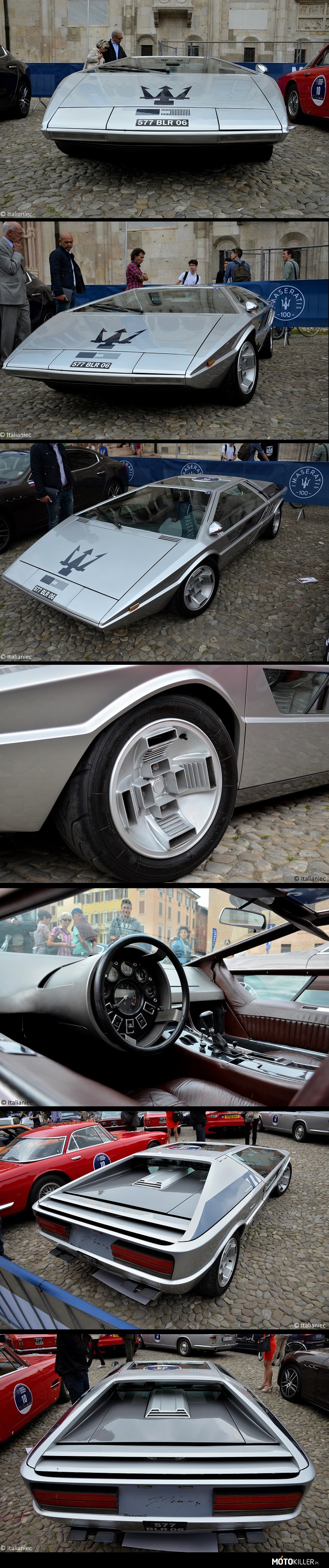 Maserati Boomerang – W pełni funkcjonalny prototyp z 1972. 
Zaprojektowana przez Giorgetto Giugiaro z charakterystyczną deską rozdzielczą, znajdująca się praktycznie w obręczy kierownicy. To dotyczy i liczników i przełączników. 
Za siedzeniami pracuje jednostka V8 o pojemności 4,7 litra i mocy 310 KM, która pozwalała się rozpędzić do 300 km/h.
Ten model został zarejestrowany do ruchu publicznego, ale zawsze służył do ekspozycji. Od 1974 znajduję się u prywatnych właścicieli. 