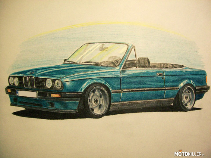 BMW E30 Cabrio - rysunek – Rysunek wykonany na zamówienie. Czas pracy ok. 12 godzin. Zapraszam do komentowania! 