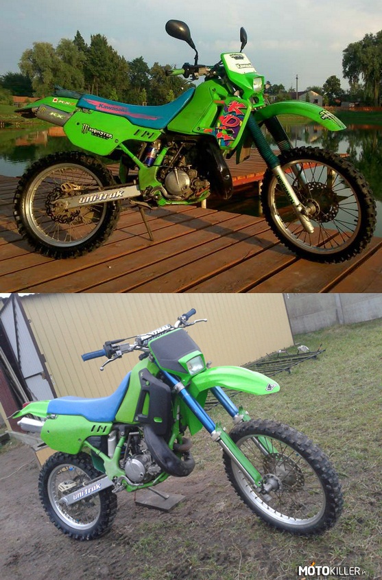Przemiana Kawasaki KDX 200 – Zdjęcia przedstawiają przemianę od kupna do dziś. Kosztowało sporo pracy ale to jeszcze nie koniec. 