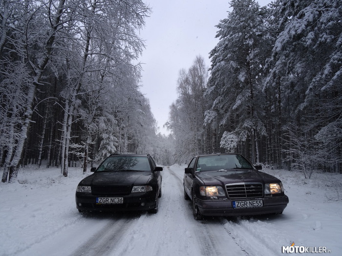 Zimowa sceneria – Pasja ma łączyć a nie dzielić!
Audi A4 Avant i Mercedes E220 Coupe. 