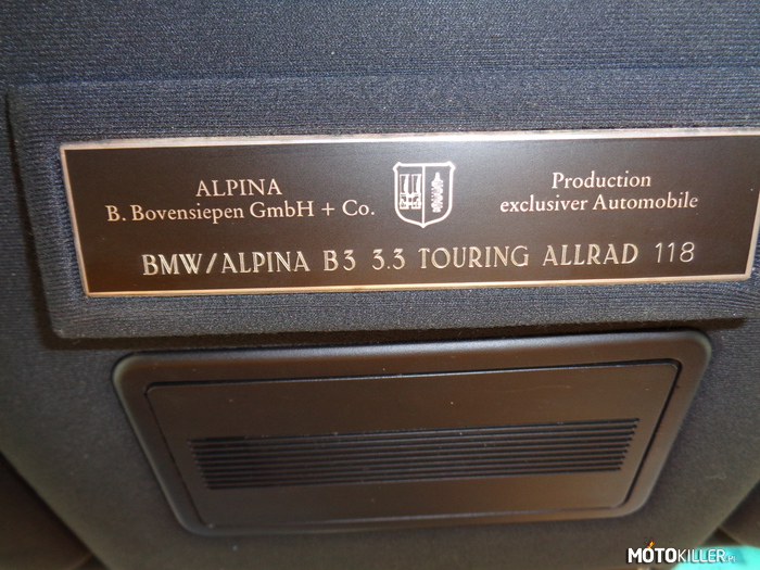Alpina b3 3.3 ALLRAD nr 118 – Tabliczka mojej Alpiny 
w źrodle adres do archiwum Alpiny z tym autem. 