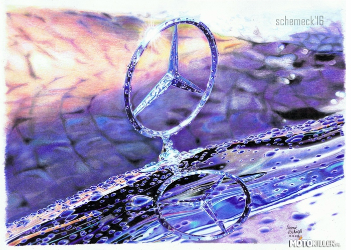 Gwiazda W213 - rysunek – Witam!
Były urodziny BMW, nadeszła również 90-tka Daimler-Benz AG. 
Rysunek wykonany na brystolu 70/50cm w całości za pomocą 12-kolorowego zestawu kredek. 