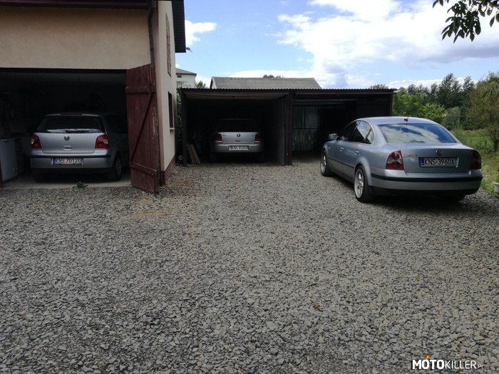 Rodzinka w komplecie – Od lewej VW Polo mamy 1.2 benzyna, szwagra Golf i mój Passat (obydwa 1.9TDi 130KM). 