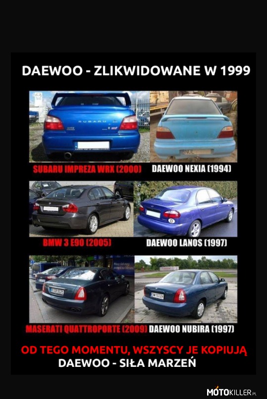 I tak każdy jeździ daewoo – Po co wydawać pieniądze na BMW można kupić lanosa albo nubire i maserati się ma 