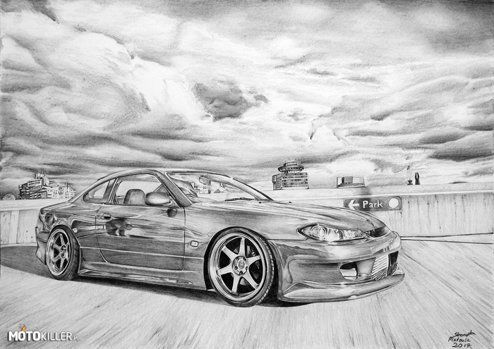 Rysunek - Nissan Silvia S15 – Nissan Silvia S15, narysowany ołówkami. Format A3. 
Podoba Wam się?

Zapraszam na mój fanpage z rysunkami na facebook&#039;u. Link w źródle. 