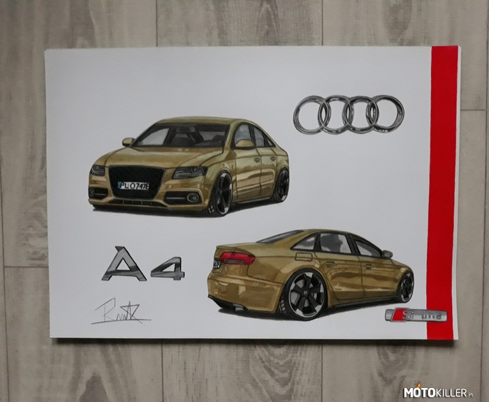 Audi A4 B8 S - line – Rysunek Audi A4 B8 S - line 
Facebook - Car drawing by Mek 