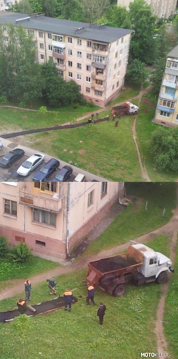 A tak się kładzie asfalt w Rosji – Takie rzeczy tylko tam 