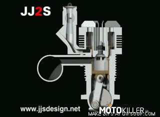 JJ2S – Polski patent silnika 2T z oddzielnym układem smarowania. 
Powstał działający prototyp.

animacja: http://gifsoup.com/MzkyMjYwNw

Więcej info : http://www.jjsdesign.net/jj2s/index.html 