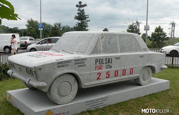 Pomnik FIATA 125p w Kątach wrocławskich – Pomnik został odsłonięty w 40 rocznice pobicia rekordu świata prędkości średniej w jeździe długodystansowej 