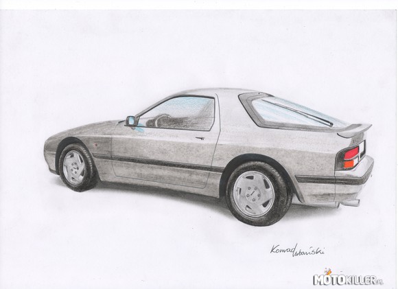 Rysunek. Mazda RX-7 86&apos; – Mazda która wystąpiła w jednym z odcinków programu &quot;Samochód marzeń - Kup i zrób&quot; 
