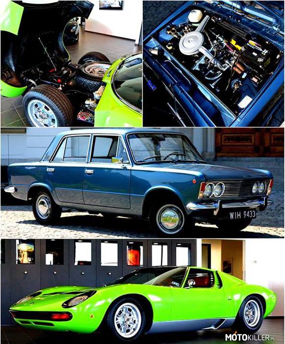 Witajcie!! mała zagadka!! – Mała zagadka dla prawdziwych FIATnatyków i znawców tematu co łączy te dwa auta ? (ten zielony to Lamborghini Miura P400S SV z 1969r.) 