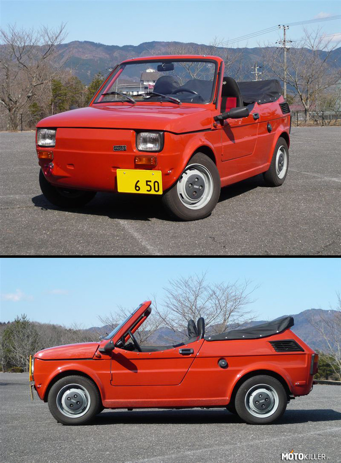 Fiat 126 POP 650 z Japonii – Baza dla tego samochodu produkowana była w Polsce, następnie sprowadzana do Niemiec, gdzie przerabiana była na wersję bez dachu, przez firmę Pop-Automobile GmbH. Powstało kilka wersji, np. POP 650, POP Beach (bez drzwi), POP 650 Sport czy też POP E. Wersja ze zdjęcia, to POP 650. Pod koniec lat 80, podobno dziesięć takich samochodów trafiło z Niemiec do japońskiego sklepu w mieście Osaka. 