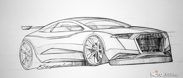 Audi Quattro. Szkic. Pomysł własny. – wariacja na temat Audi Quattro. 