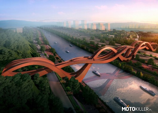 Projekt mostu w Chinach – Architekci zaprojektowali aż 150-metrowy most, by ułatwić poruszanie się pieszym. Spacerujący będą mieli do dyspozycji aż 6,5 miliona metrów kwadratowych.

Most zostanie wykonany ze stali ułożonej w kształt wstęgi Möbiusa.Budowla w swojej konstrukcji ma nawiązywać do nieskończoności, z którą wstęga ta jest kojarzona- powiedział Michel Schreinemachers z biura projektowego Next.


Forma mostu ma także nawiązywać do tradycji w Chinach- powiedział John van de Water z biura projektowego Next.

Most będzie się składał z trzech oddzielnych tras nad rzeką Xiang Jiang. Jedna z nich będzie umieszczona 24 metry nad ziemią. Tam zostanie umieszczony taras widokowy, z którego będzie można oglądać nie tylko miasto, ale także pobliskie góry.

Cała konstrukcja będzie podświetlana w nocy, żeby można ją podziwiać nawet po zmroku. Most zostanie skończony w 2014 roku. 