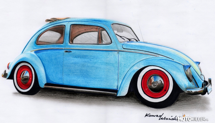 Rysunek. VW Bettle – Co myślicie o moim wczorajszym rysunku? Jutro kolejny materiał, tym razem FIAT 126p na pneumatyku, fani mojego fanpage na pewno wiedzą o jaki wóz chodzi 