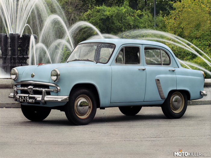 Moskwicz 402. – Moskwicz 402 - rosyjski samochód osobowy produkowany przez Moskiewską Fabrykę Samochodów Małolitrażowych (MZMA - Moskowskij Zawod Małolitrażnych Awtomobilej) w latach 1956 – 1958.
Łącznie wyprodukowano 87 658 sztuk pojazdu wraz z odmianami. Moskwicz 402 zastąpił na taśmach produkcyjnych poprzednią, wywodzącą się z przedwojennego Opla Kadetta rodzinę samochodów 400 i 401, w 1956 roku. Samochód otrzymał bardziej nowoczesną od poprzednika karoserię z przestronnym, komfortowym wnętrzem i oddzielną przestrzenią bagażową w nadwoziu typu sedan. Głównym mankamentem pojazdu był odziedziczony od poprzednika dolnozaworowy 4-cylindrowy silnik o pojemności 1220 cm³ i mocy 35 KM. Była to technicznie przestarzała konstrukcja, mająca początek swej historii jeszcze w latach 30. XX w. Po dwóch latach produkcji nowy Moskwicz doczekał się zmodyfikowanej jednostki napędowej - górnozaworowego silnika o pojemności 1360 cm³ rozwijającego 45 KM. Pojazd z tym silnikiem otrzymał oznaczenie Moskwicz 407 i zastąpił model 402.Nadwozie: samonośne, stalowe, 4-drzwiowe, 4-miejscowe
Długość/szerokość/wysokość: 4055 / 1540 / 1560 mm
Rozstaw osi: 2370 mm
Rozstaw kół: 1220 mm
Szerokość tylnej kanapy: 1185 mm[3]
Masa własna: 980 kg
Masa całkowita: 1280 kg[3]
Prześwit pod osiami: 200 mm[4]
Pojemność bagażnika: 340 dm³
Pojemność zbiornika paliwa: 35 dm³[3]
Silnik: M-402 - gaźnikowy, 4-suwowy, 4-cylindrowy rzędowy, dolnozaworowy, chłodzony cieczą, umieszczony z przodu, napędzający koła tylne
Pojemność skokowa: 1220 cm³
Średnica cylindra x skok tłoka: 72 x 75 mm[3]
Moc maksymalna: 35 KM przy 4200 obr/min
Stopień sprężania: 7[3]
Maksymalny moment obrotowy: 7,2 kgf m przy 2400 obr/min[3] (70,6 Nm)
Gaźnik:
Skrzynia przekładniowa mechaniczna 3-biegowa, częściowo zsynchronizowane, z dźwignią przy kierownicy
Zawieszenie przednie: niezależne, poprzeczne wahacze resorowane sprężynami, teleskopowe amortyzatory hydrauliczne dwustronnego działania, stabilizator poprzeczny[3]
Zawieszenie tylne: zależne, sztywna oś na podłużnych resorach półeliptycznych, teleskopowe amortyzatory hydrauliczne dwustronnego działania
Hamulce przednie i tylne bębnowe, hydrauliczne; hamulec ręczny mechaniczny na koła tylne[3]
Ogumienie o wymiarach 5,60-15&quot;
Prędkość maksymalna: 105 km/h
Zużycie paliwa: ok. 9 l/100 km
Przyspieszenie 0-80 km/h: 28,5 s 