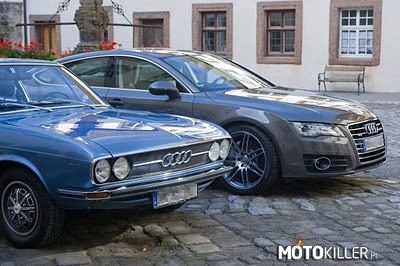 Dziadek i Wnuk – Czyli Audi 100 oraz Audi a7, z lewej kawał historii a z prawej nowe technologie i potwór pod maską. Moim zdaniem godnie reprezentują 4 obręcze a waszym? 