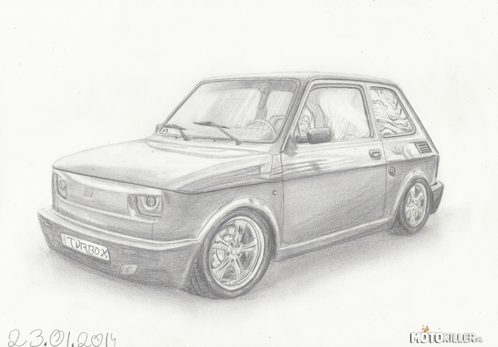 Fiat 126p specjalnie dla Piotra z Motokillera – Projekt dla kolegi z Motokillera.

Zapraszam na mój Fanpage (adres w źródle), chętnie wykonam dla kogoś rysunek. GG: 42510015 