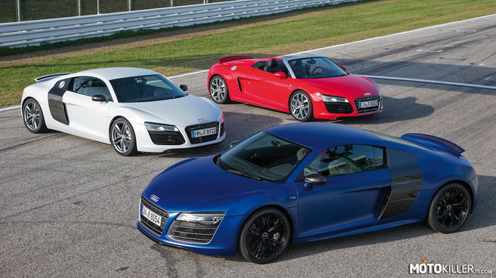 Który by tu wybrać? – Czyli - Audi R8 V10 Plus, Audi R8 V10 Coupé, Audi R8 V10 Spyder (wszystkie 2013). 