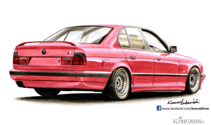 Rysunek. BMW E34 – Zapraszam na mój fanpage, projektowanie aut, rysunki na zamówienie 