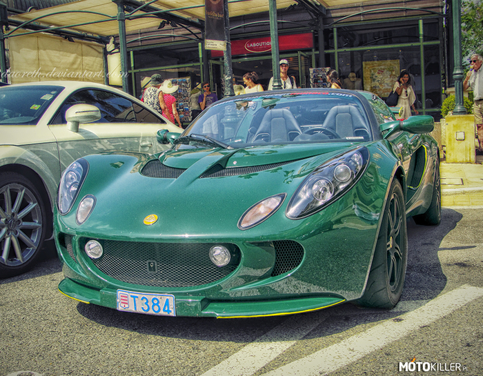 Lotus – Taki mały Lotus wygląda niewinnie w towarzystwie innych samochodów pod kasynem Monte Carlo. Zdjęcie mojego autorstwa.

(Napis na zdjęciu to moja strona.) 