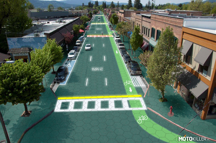 Solar Roadways – tak będą wyglądały drogi przyszłości – Co by było, gdyby wszystkie drogi, parkingi, ścieżki rowerowe i chodniki zastąpić panelami słonecznymi? Wg twórców projektu Solar Roadways – generowałyby one więcej energii elektrycznej, niż jesteśmy w stanie zużyć.

Za pomysłem stoi małżeństwo – Julie i Scott Brusaw z Idaho w USA. Pracują oni nad tym projektem już od 2006 roku, a Scott jest inżynierem z 25-letnim doświadczeniem w sprzęcie elektronicznym i oprogramowaniu. Technologia dróg z panelami słonecznymi faktycznie działa i co więcej – takie drogi są w stanie wytrzymać nacisk nawet największych ciężarówek o masie przekraczającej 100 ton.

Podstawowym zadaniem paneli jest generowanie energii elektrycznej. Panele są wykonane ze specjalnego rodzaju szkła, które wg twórców jest nie tylko bardzo wytrzymałe, ale dzięki specjalnej fakturze zapewnia także świetną przyczepność. Ponadto szkło zostało z powodzeniem przetestowane pod względem dużego obciążenia i odporności na uderzenia. Pojedyncze panele można też wymieniać w bardzo prosty sposób.

Funkcjonalność inteligentnych dróg z panelami słonecznymi jest jednak znacznie większa. Są one wyposażone w elementy grzewcze, co oznacza że nie trzeba ich odśnieżać, a energia słoneczna dotrze do nich niezależnie od pogody. Ponadto są wyposażone w diody LED w różnych kolorach. Panele sterowane są przez komputer, co oznacza że w bardzo prosty sposób na drodze można wyświetlać dowolne linie, znaki i komunikaty. Ponadto projekt „Solar Roadways” umożliwia indukcyjne ładowanie samochodów elektrycznych podczas jazdy. Ładowanie może odbywać się wszędzie gdzie tam, gdzie zostaną zamontowane – np. gdy zaparkujemy auto pod sklepem, lub pod pracą.

Nie ma też problemu z wodą deszczową. Twórcy Solar Roadways pomyśleli i o tym, a tego typu drogi bez problemu odprowadzą nadmiar wody, mimo że pod powierzchnią znajduje się zaawansowana elektronika.

Twórcy przytaczają też wyniki badań w Wielkiej Brytanii, które pokazały że zamontowanie diód LED w jezdni ogranicza liczbę wypadków nawet do 70 %. Projekt Solar Roadways idzie jeszcze dalej i potrafi np. wyświetlić informacje „Zwolnij” gdy wykryje zwierzęta znajdujące się na drodze przed samochodem. 