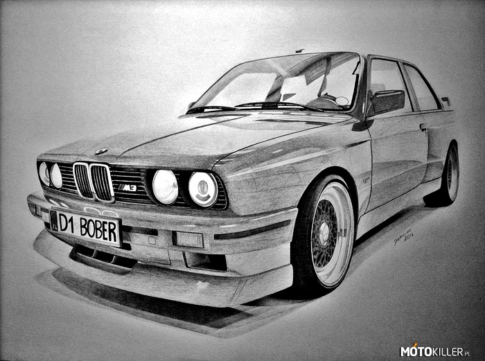BMW M3 E30 w wersji BLACK – Rysunek BMW w wersji czarno-białej 