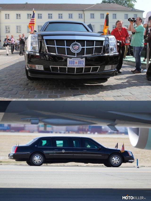 Cadillac Baracka Obamy – Samochód jednej z najważniejszych głów świata to specjalnie wzmocniona, opancerzona, kuloodporna i komfortowo wyposażona limuzyna. Ma 5,5 metra długości, waży 8 ton, a grubość płyt pancernych dochodzi w niektórych miejscach nawet do 20 cm. 