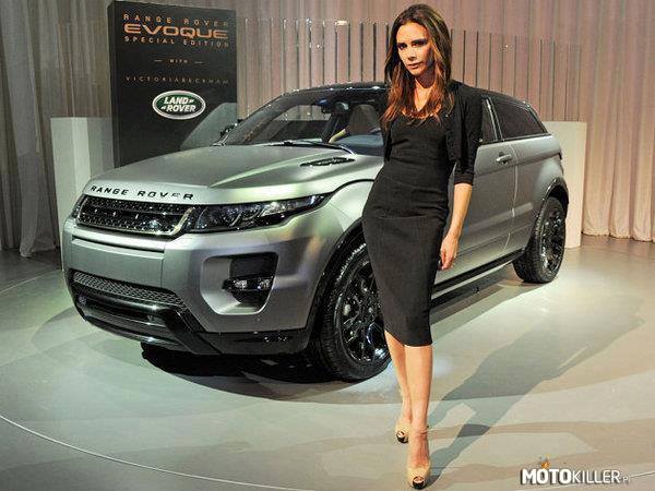 SUV od Range Rovera w towarzystwie pięknej pani – Modelka wydaje się doklejona ale i tak nieźle się prezentuje. 