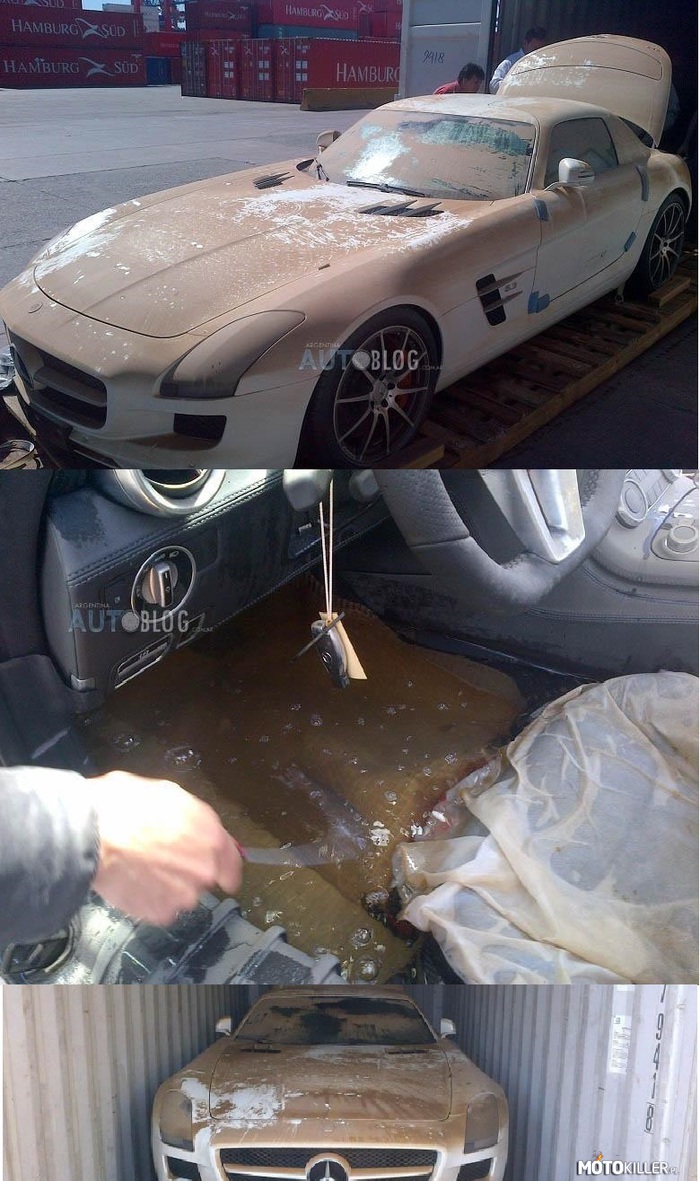 SLS AMG wpadł do morza podczas transportu do klienta –  
