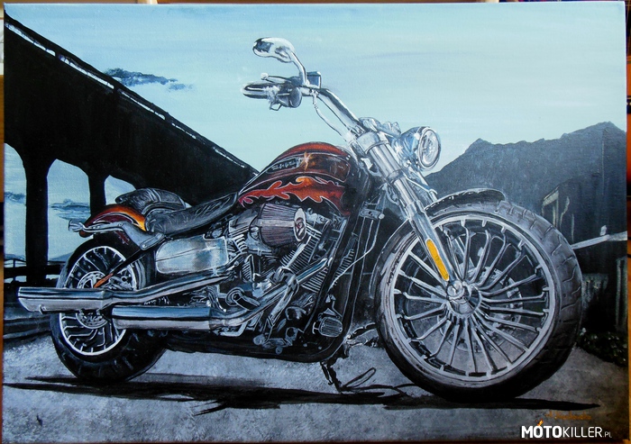 Harley Davidson FXSBSE Breakout CVO z 2014r. – Obraz ręcznie malowany przeze mnie.
Wymiary: 50x70cm, malowany farbami akrylowymi na płótnie. 