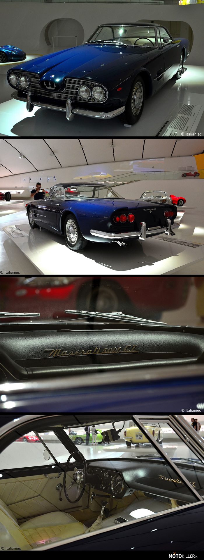 Maserati 5000 GT &quot;Scià di Persia&quot; – W 1958 Szachinszach Perski skontaktował się z Maserati, żeby zamówić &quot; najszybszy samochód na świecie&quot;. Maserati zlecił nadwozie Carrozzerii Toruing. Jako baza zostało użyte podwozie z 3500GT, ale z nowym silnikiem 5000 V8 pochodzący od wyścigówki 450S. To jest pierwszy egzemplarz z serii 5000 GT, powstały kolejne 33. Nadwozia, tak jak z pierwszym egzemplarzem, były produkowane były przez różne firmy trudniące się ich projektowaniem (np. Carrozzeria Touring, Carrozzeria Allemano, Pietro Frua, Carrozzeria Monterosa, Pininfarina, Ghia, Michelotti czy Bertone). 

Silnik: V8, DOHC, 4948cc, 325KM
V max: 260 Km/h 