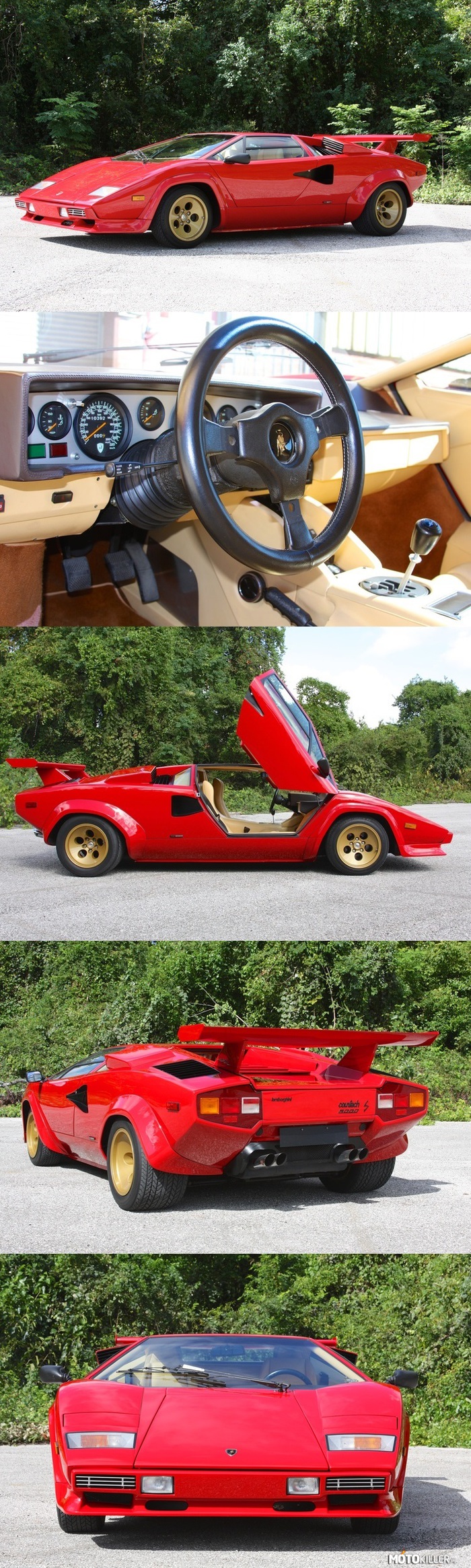 Lamborghini Countach LP500S 1983 – Countach LP500S to model ze środkowego okresu produkcji, jeden z 323 wyprodukowanych. Charakteryzował się pojemnością podniesioną do 4,8 l (375 KM) i był ostatnim, w którym można było cokolwiek zobaczyć przez tylną szybę (dzięki pierwotnemu umieszczeniu gaźników – obok silnika). 