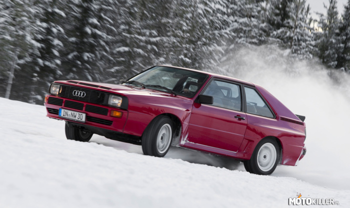 Audi Sport Quattro 1984 – Więcej w źródle.
Jest to skrócona wersja Audi quattro. Zbudowana na potrzeby homologacji rajdowej grupy B.
Została zaprezentowana na targach motoryzacyjnych IAA we Frankfurcie w roku 1983.


Dzięki krótszemu rozstawowi osi auto miało być bardziej zwrotne. Dla potrzeb homologacyjnych wyprodukowano 220 sztuk. Samochód był dostępny w sprzedaży od grudnia 1984 roku. 