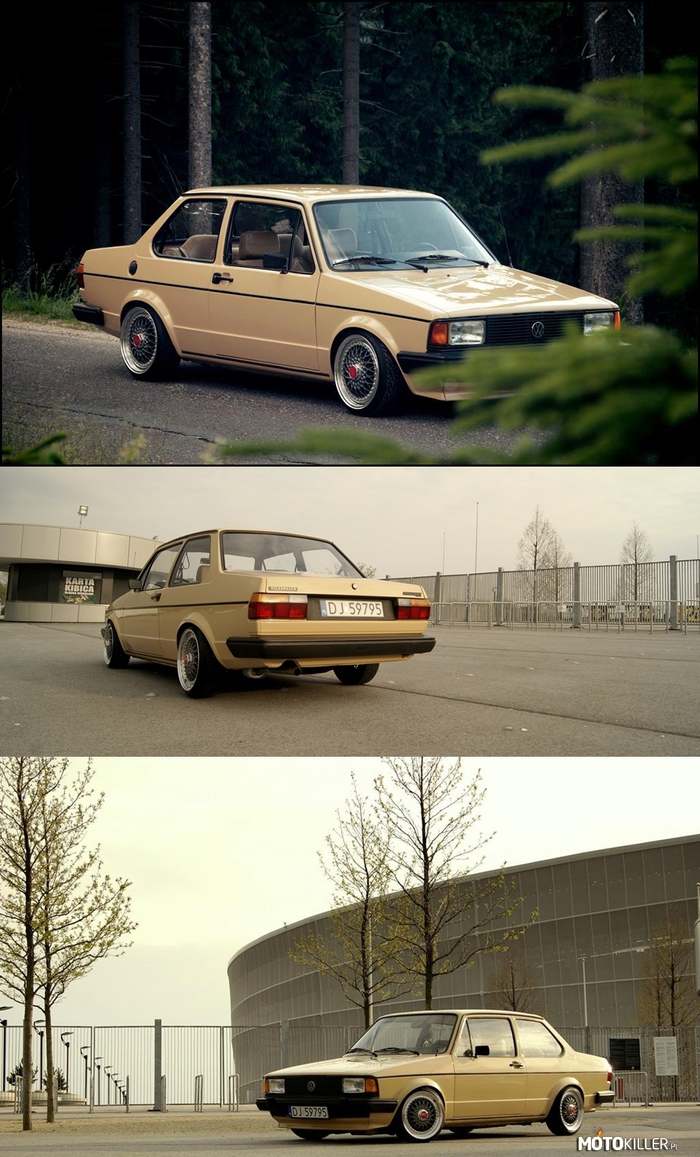 VW Jetta A1 1981 – Gwintowane zawieszenie Ta Technic, felgi BBS RS, oraz beżowy kolor nadwozia idealnie ze sobą współgrają.
Wszystko zrobione ze smakiem, a to przecież jest najważniejsze. 