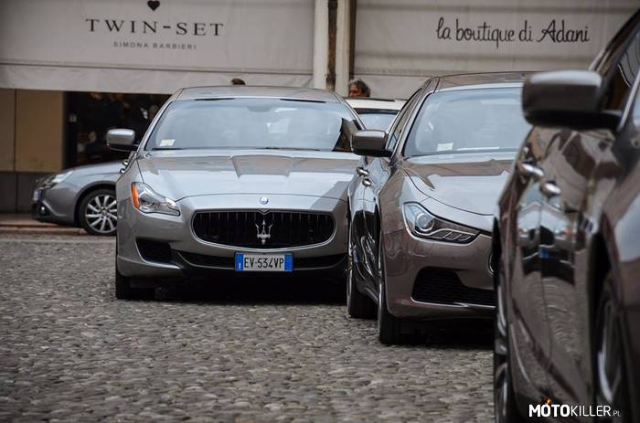 Maserati – Quattroporte i Ghibli.

No i Alfa Romeo Giulietta, z tyłu. 