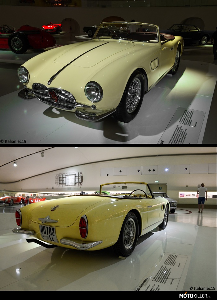 Maserati 150 GT Spider Fantuzzi – 1957 rok. Na rynek wchodził Maserati 3500 GT i myślano żeby zwiększyć game jakimś mniejszym samochodem. Prototyp bazował na wyścigówce 150S od którego &quot;pożyczył&quot; też silnik. Była to 4 cylindrową jednostka o pojemności 1484cm³ i zmniejszoną mocą do 140 KM. Za budowę nadwozia był odpowiedzialny Medardo Fantuzzi, który budował wszystkie samochody przeznaczone na wyścigi. 